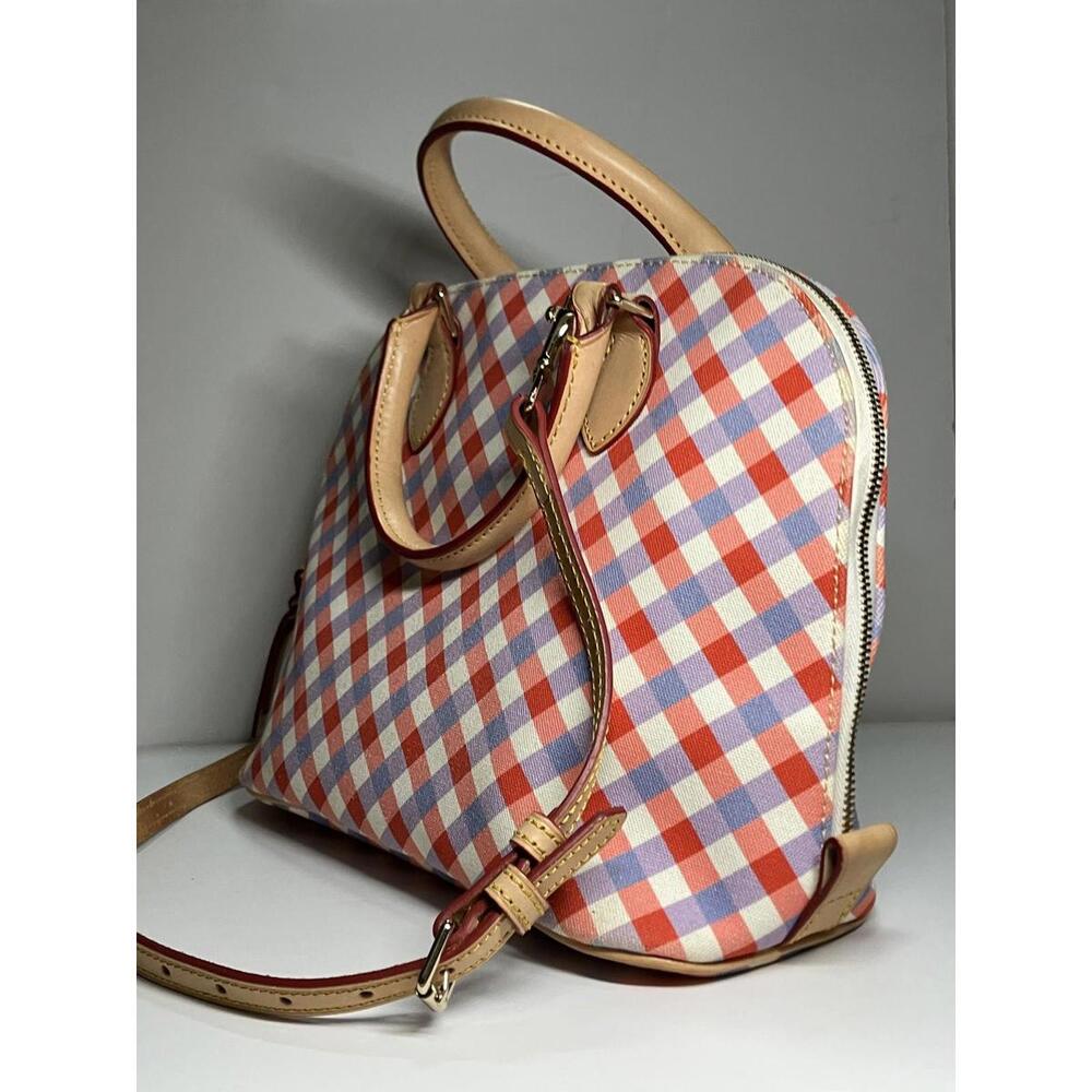 Dooney & Bourke Satchel Bag Womens Medium Multicolor Gingham Crossbody Zip - Picture 4 of 5